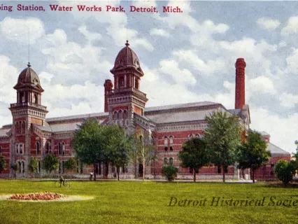 Postcard - Pumping Station, Water Works Park, Detroit, Mich.