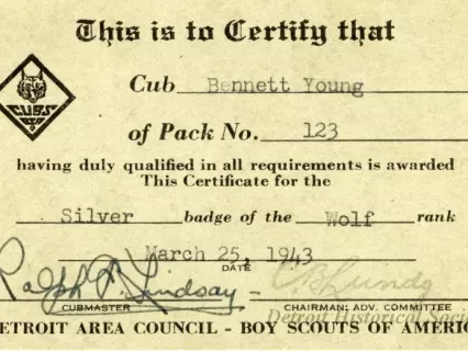 Certificate, Achievement