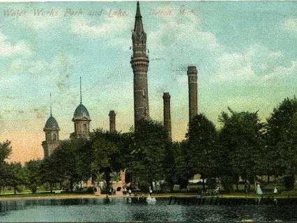 Postcard - Water Works Park and Lake, Detroit, Mich. - Water Works Park and Lake, Detroit, Mich.