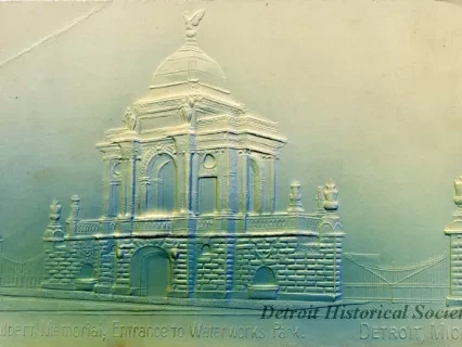 Postcard - Hulbert Memorial, Entrance to Waterworks Park, Detroit, Mich.