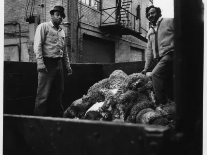 Print, Photographic - Workers with Sheep Hides - Eastern Market