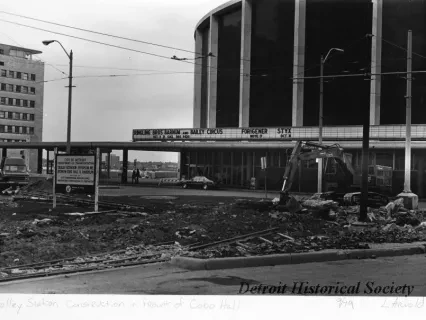 Print, Photographic - Trolley Station Construction in front of Cobo Hall