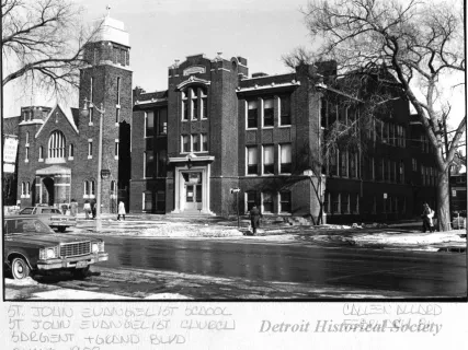 Print, Photographic - St. John Evangelist School, St. John Evangelist Church; Sargent & Grand Blvd.; Built 1908