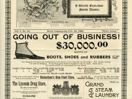 Program, Theater - The Lyceum Program, Vol. I, No. 13, Week Commencing Feb. 16, 1896, "Myles Aroon"