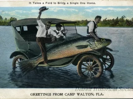Postcard - It Takes a Ford to Bring a Single One Home.
Greetings from Camp Walton, FLA.