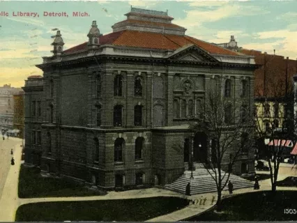 Postcard - Public Library, Detroit, Mich.