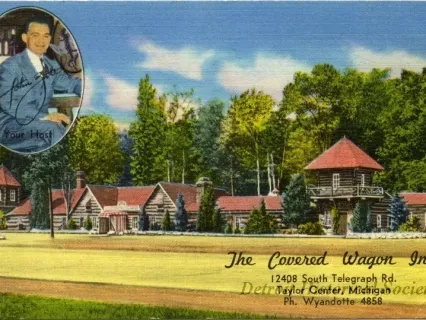 Postcard - The Covered Wagon Inn
12408 South Telegraph Rd., Taylor Center, Michigan