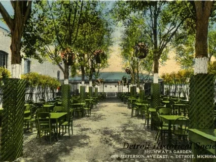 Postcard - Shumway's Garden,
1470 Jefferson Ave. East. - Detroit, Michigan.