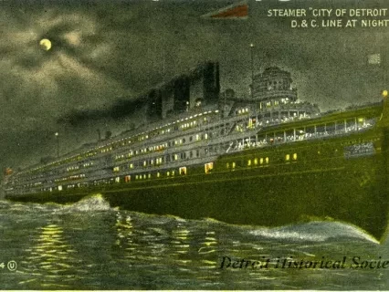Postcard - Steamer "City of Detroit III", D. & C. Line at Night.
