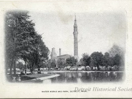Postcard - Water Works and Park, Detroit, Mich.