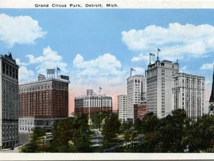 Postcard - Grand Circus Park, Detroit, Mich.