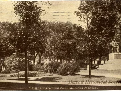Postcard - Pingree Monument, At West Grand Circus Park, Detroit, Mich.