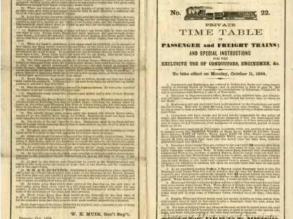 Schedule - Detroit and Milwaukee Railway, No. 22, Private Time Table of Passenger and Freight Trains; And Special Instructions for the Exclusive Use of Conductors, Enginemen, &c. to take effect on Monday, October 11, 1858.