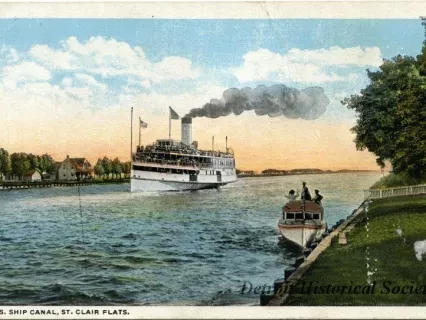 Postcard - U.S. Ship Canal, St. Clair Flats.