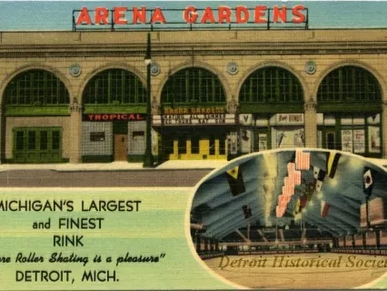 Postcard - Michigan's Largest and Finest Rink "Where Roller Skating is a pleasure" Detroit, Mich.