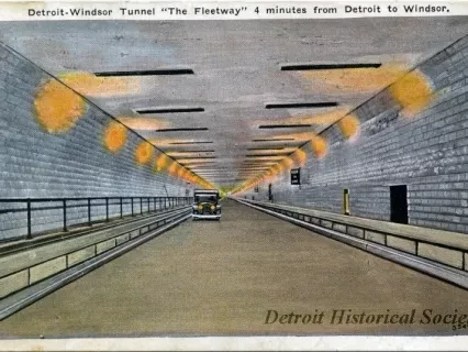 Postcard - Detroit-Windsor Tunnel "The Fleetway" 4 minutes from Detroit to Windsor.