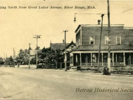 Postcard - Looking North from Great Lakes Avenue, River Rouge, Mich.