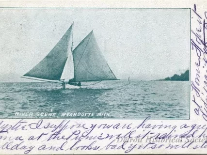 Postcard - River Scene, Wyandotte, Mich.