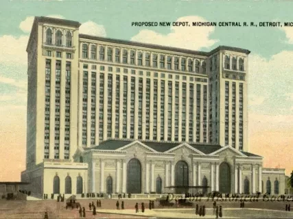 Postcard - Proposed New Depot, Michigan Central R. R., Detroit, Mich.