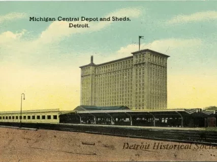 Postcard - Michigan Central Depot and Sheds, Detroit.