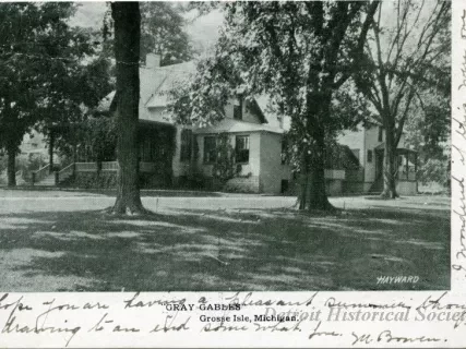 Postcard - "Gray Gables" Grosse Isle, Michigan.