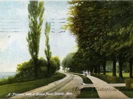 Postcard - A Pleasant Walk at Grosse Point, Detroit, Mich.
