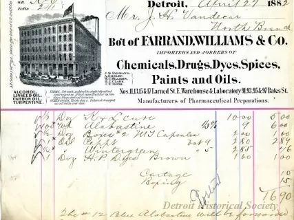 Receipt - Farrand, Williams & Co.