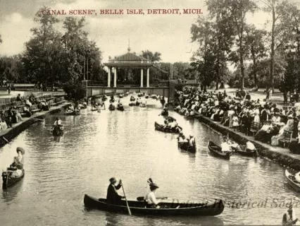 Postcard - "Canal Scene", Belle Isle, Detroit, Mich.