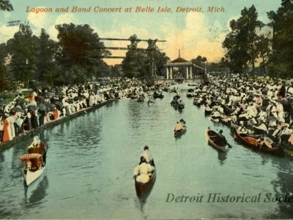 Postcard - Lagoon and Band Concert at Belle Isle, Detroit, Mich.
