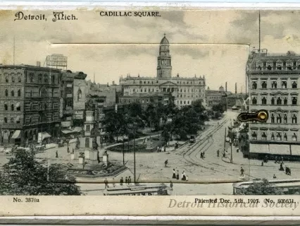 Post Folder - Detroit, Mich. Cadillac Square.