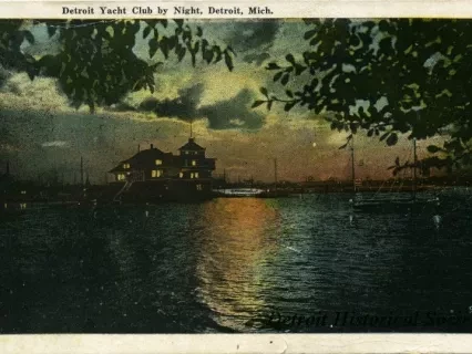 Postcard - Detroit Yacht Club by Night, Detroit, Mich.