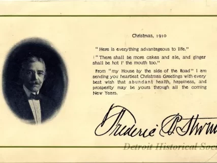 Card, Greeting - Christmas, 1910
Frederick K. Stearns