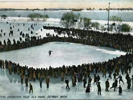 Postcard - Skating Exhibition, Belle Isle Park, Detroit, Mich.