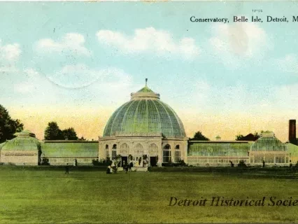 Postcard - Conservatory, Belle Isle, Detroit, Mich.