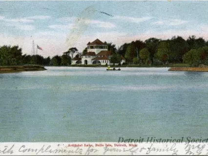 Postcard - Artificial Lake, Belle Isle, Detroit, Mich.
