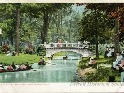 Postcard - A Canal at Belle Isle Park, Detroit, Mich.