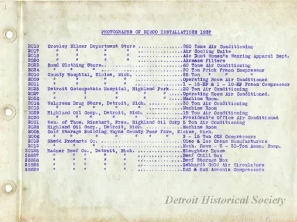 Documents - Photographs of DIMCO Installations 1937