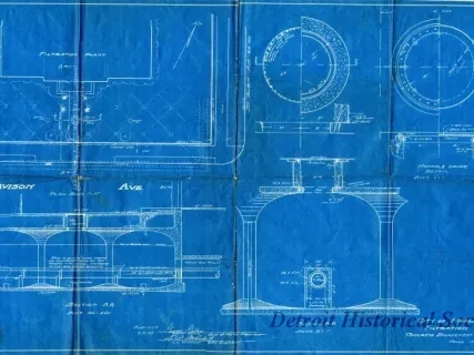 Blueprint - City of Highland Park Filtration Plant
Concrete Encasement for 16" C. I. Drain