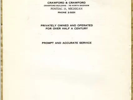 Title, Abstract - Abstract of Title,
Lot 764, Leinbach-Humphrey's Woodward Avenue Subdivision
