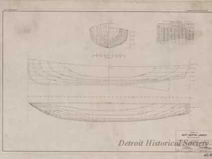 Drawing, Technical - Design for 40 Ft. Motor Launch for U. S. Lake Survey
