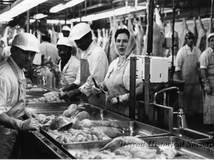 Print, Photographic - Albanians at work in slaughterhouse