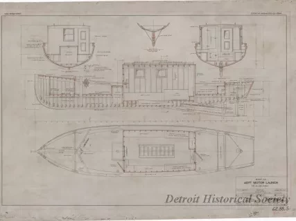 Drawing, Technical - Design for 40 Ft. Motor Launch for U. S. Lake Survey