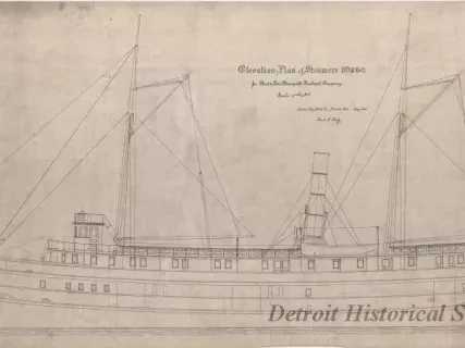 Drawing, Technical - Elevation Plan of Steamers 59 & 60 for
Flint & Pere Marquette Railroad Company