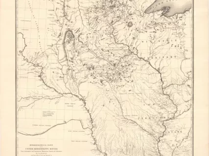 Map - Hydrological Basin of the Upper Mississippi River 
From Astronomical and Barometrical Observations, Surveys, and Information