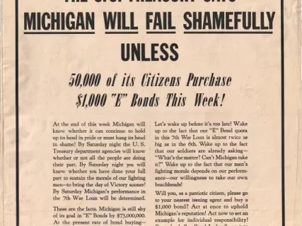 Poster - To 50,000 People in Michigan Who Have Money to Invest