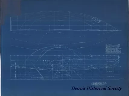 Blueprint - Lines Drawing and Data for 
I.L.Y.A. [Inter-Lake Yachting Association] One Design Class Catboat