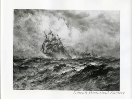 Print, Photographic - Sailing Ship in a Heavy Sea - Photo of Robert Hopkin Painting 'Sailing Ship in a Heavy Sea'