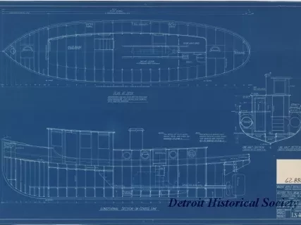 Blueprint - 40 Foot Steel Work Launch, 
Structural Plan for 
U. S. Lake Survey Office, Detroit, Michigan