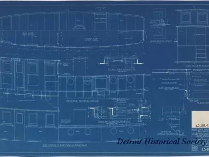 Blueprint - 40 Foot Steel Work Launch, 
House Details for 
U. S. Lake Survey Office, Detroit, Michigan