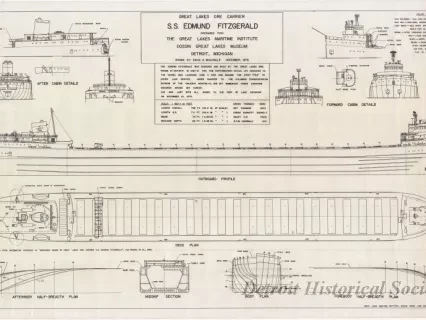 Drawing, Technical - Great Lakes Ore Carrier, S.S. Edmund Fitzgerald